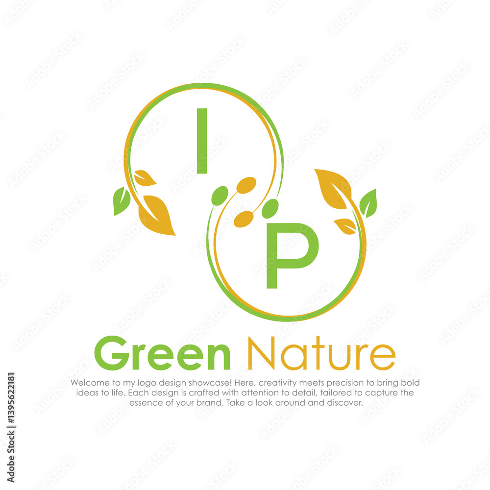 Fototapeta premium initial monogram logo for Green nature With circle shape creative design.