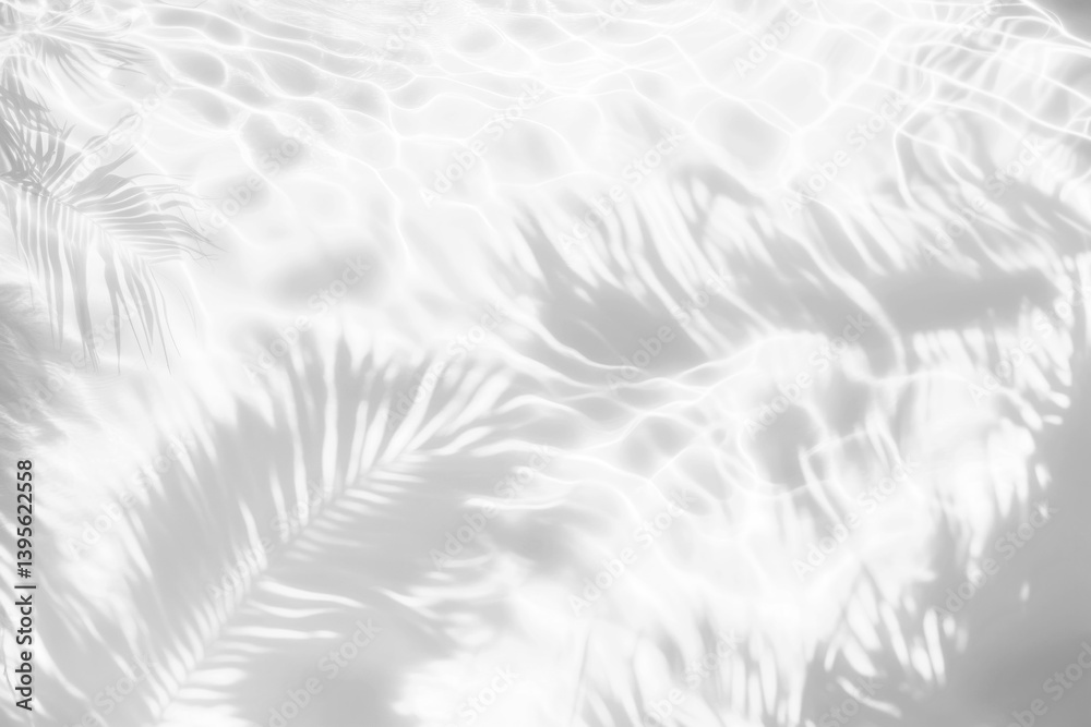 Obraz premium PNG Palm leaves shadow on water background abstract shadows.