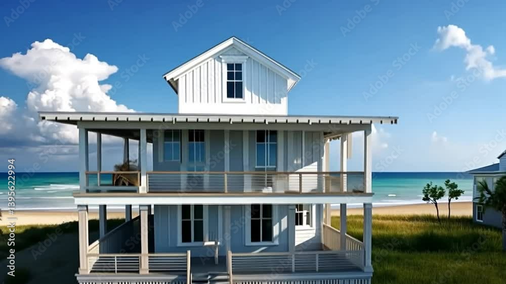 Coastal Dream Home: Beachfront Two-Story House