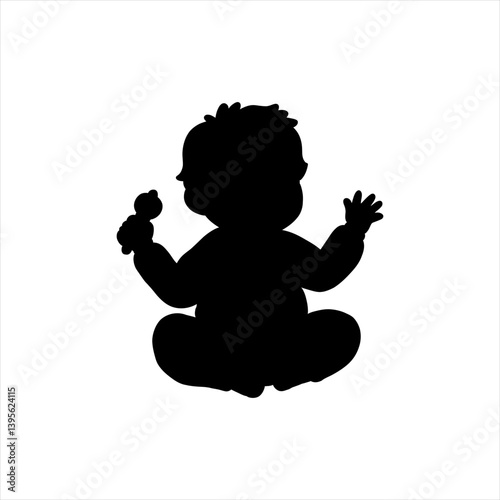 Flat design baby silhouette
