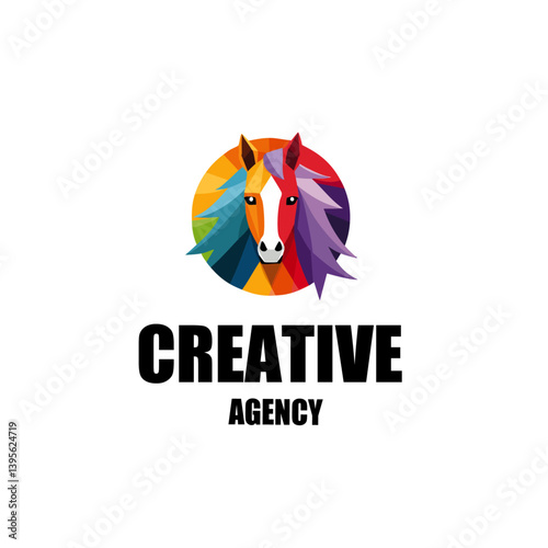 Obraz na płótnie vector illustration of a horse with text creative agency logo icon design w salonie