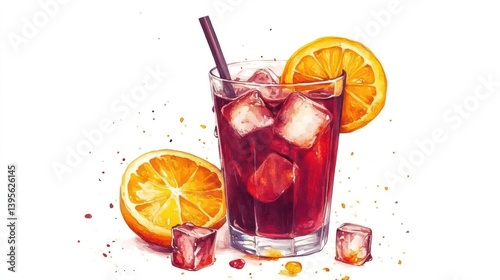 Refreshing red drink illustration