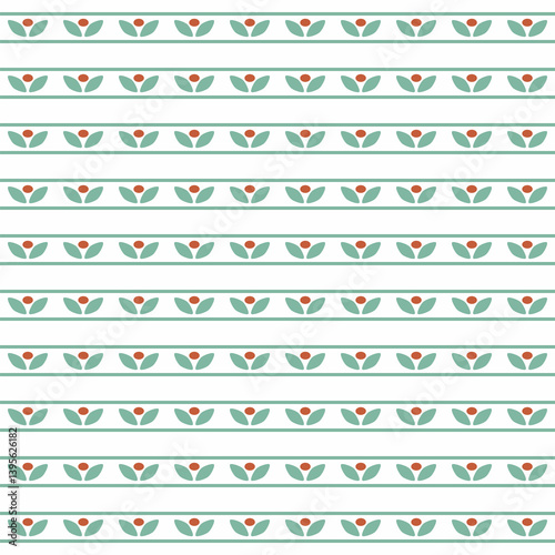 Pastel flower and line seamless pattern. Cute flora vector on checked for fabric, scarves, cards, scrapbooks, wrapping paper, and textiles.