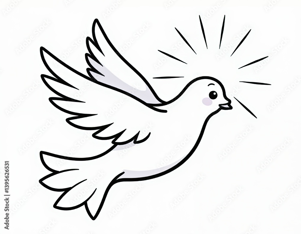 Cute Cartoon Dove of Peace Flying with Halo - Vector Illustration Cute Cartoon Dove of Peace Flying with Halo - Vector Illustration