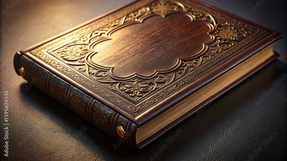 Fototapeta premium Antique Book with Ornate Leather Binding and Gilded Accents