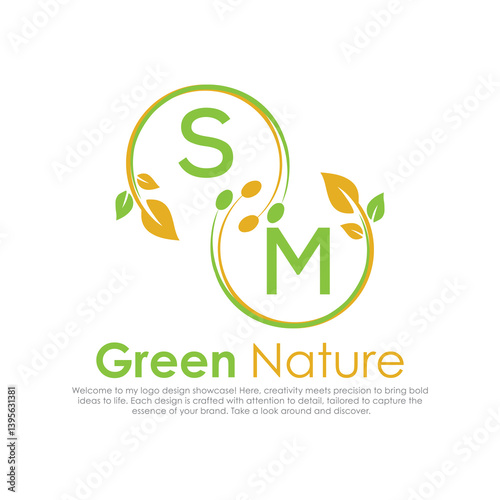 initial monogram logo for Green nature With circle shape creative design.

