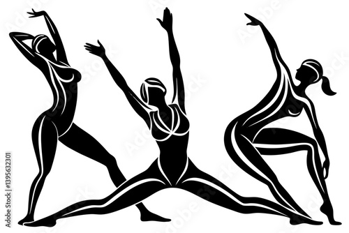 Minimalist line art yoga illustration featuring graceful poses and meditative figures. Perfect for wellness branding, yoga studio logos, meditation guides, health and fitness content, spiritual artwor