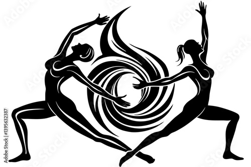 Minimalist line art yoga illustration featuring graceful poses and meditative figures. Perfect for wellness branding, yoga studio logos, meditation guides, health and fitness content, spiritual artwor