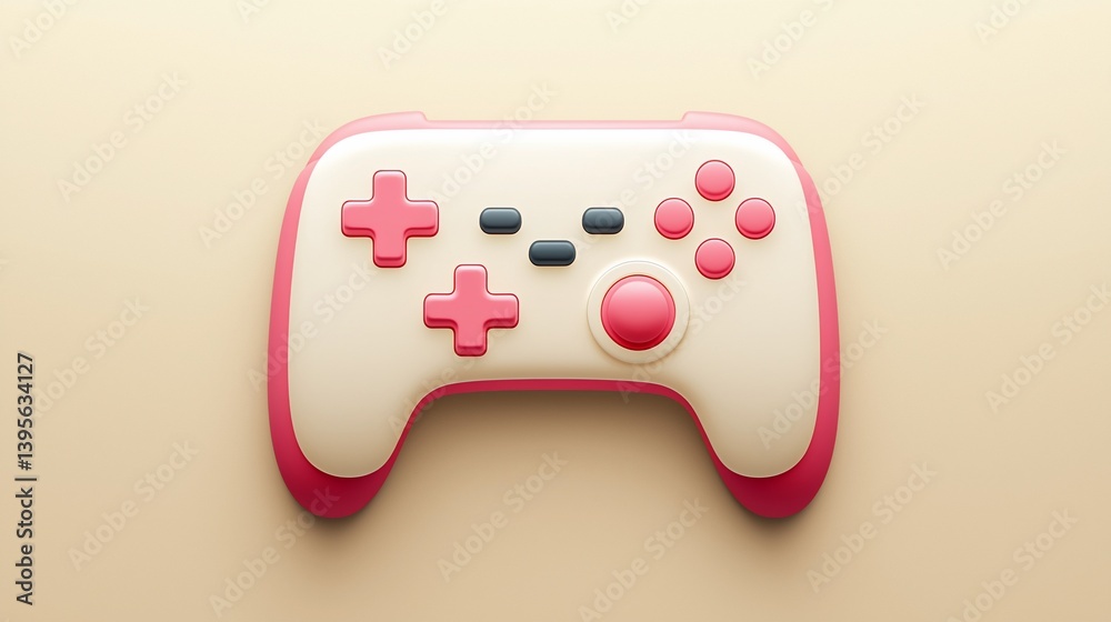 Pink Game Controller on Beige Surface Pink Game Controller on Beige Surface