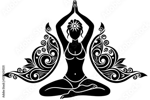 Minimalist line art yoga illustration featuring graceful poses and meditative figures. Perfect for wellness branding, yoga studio logos, meditation guides, health and fitness content, spiritual artwor