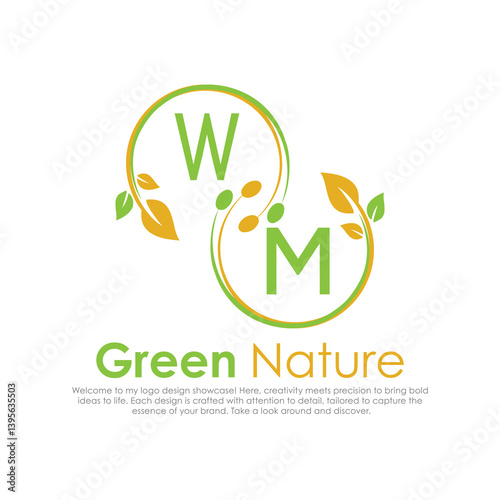 initial monogram logo for Green nature With circle shape creative design.