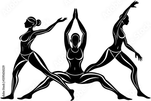 Minimalist line art yoga illustration featuring graceful poses and meditative figures. Perfect for wellness branding, yoga studio logos, meditation guides, health and fitness content, spiritual artwor