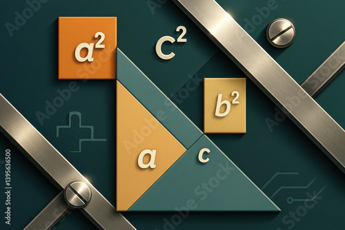 Obraz na płótnie Pythagorean theorem illustrated with geometric and natural design elements w salonie