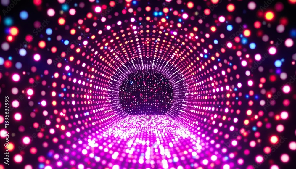 Abstract Glowing Tunnel of Pink Purple and Blue Dots Abstract Glowing Tunnel of Pink Purple and Blue Dots