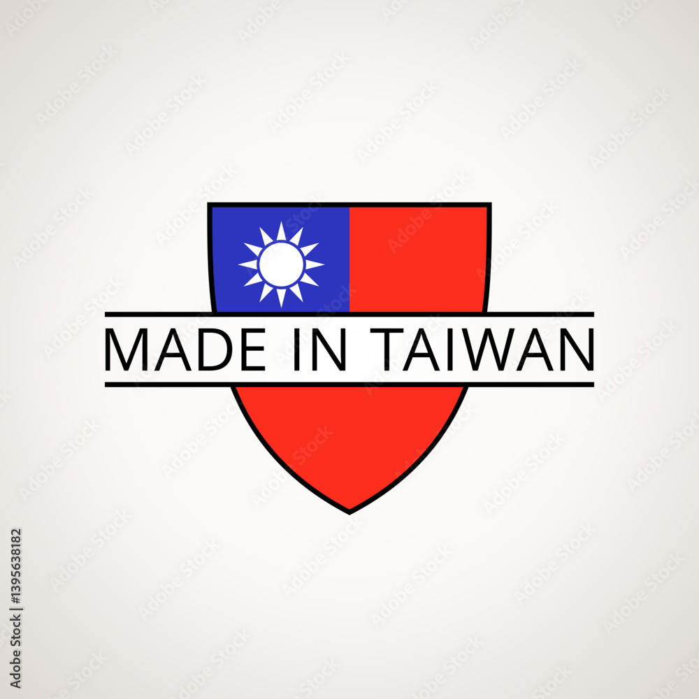 Obraz premium Made in Taiwan - coat of arms with Taiwanese flag