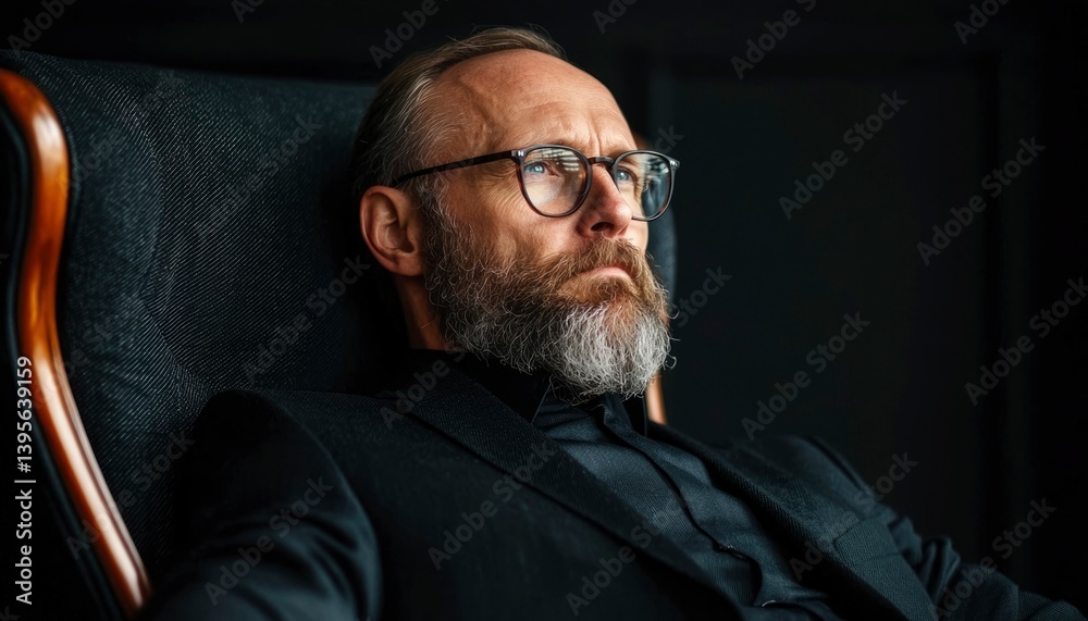Obraz premium Serious man in a chair