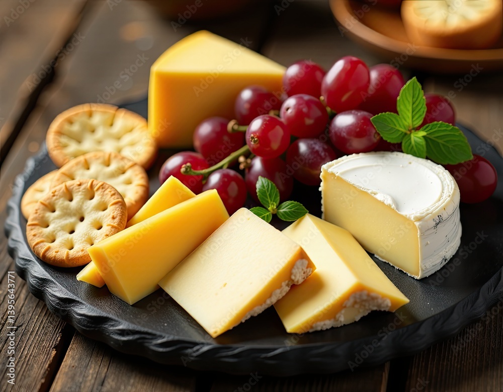 Delicious Cheese and Cracker Platter with Grapes