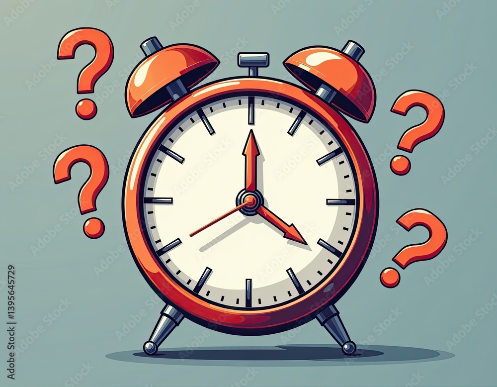 Uncertain Future Alarm Clock with Question Marks