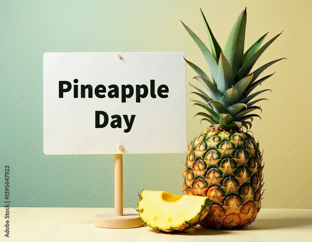 Happy Pineapple Day! Fresh Pineapple with Sign