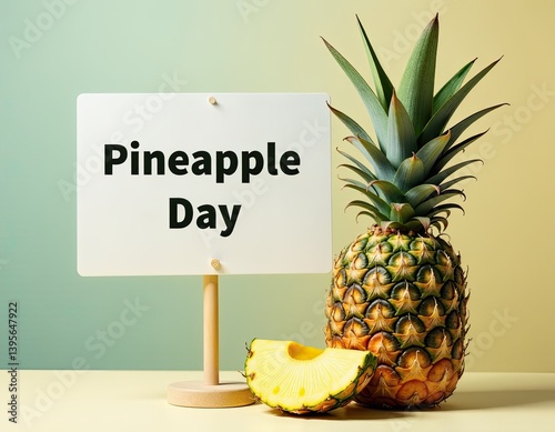 Happy Pineapple Day! Fresh Pineapple with Sign