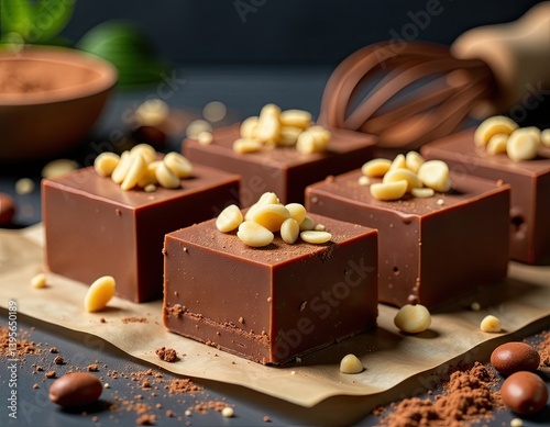Obraz na płótnie Delicious Chocolate Truffles with Macadamia Nuts - Gourmet Dessert w salonie