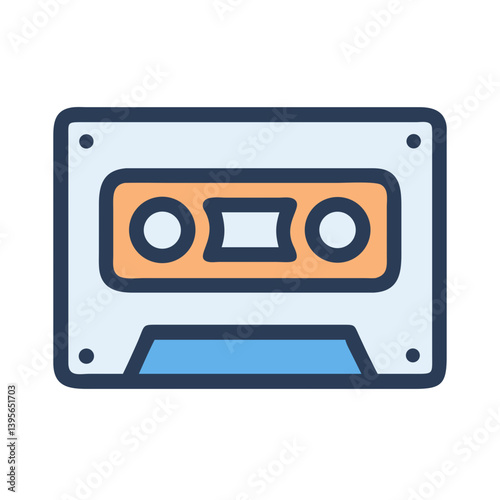 Cassette Tape Representing Analog Audio Storage Icon Design