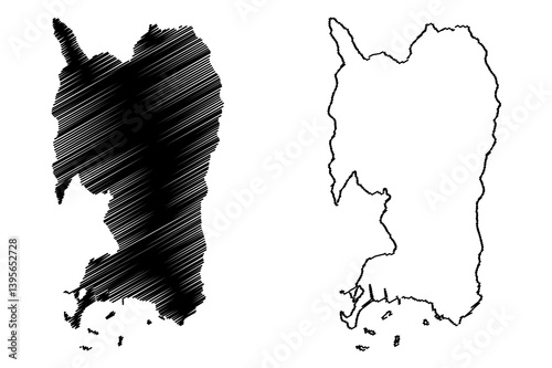 Penuelas municipality (Commonwealth of Puerto Rico, Porto Rico, PR, Unincorporated territories of the United States) map vector illustration, scribble sketch Penuelas map