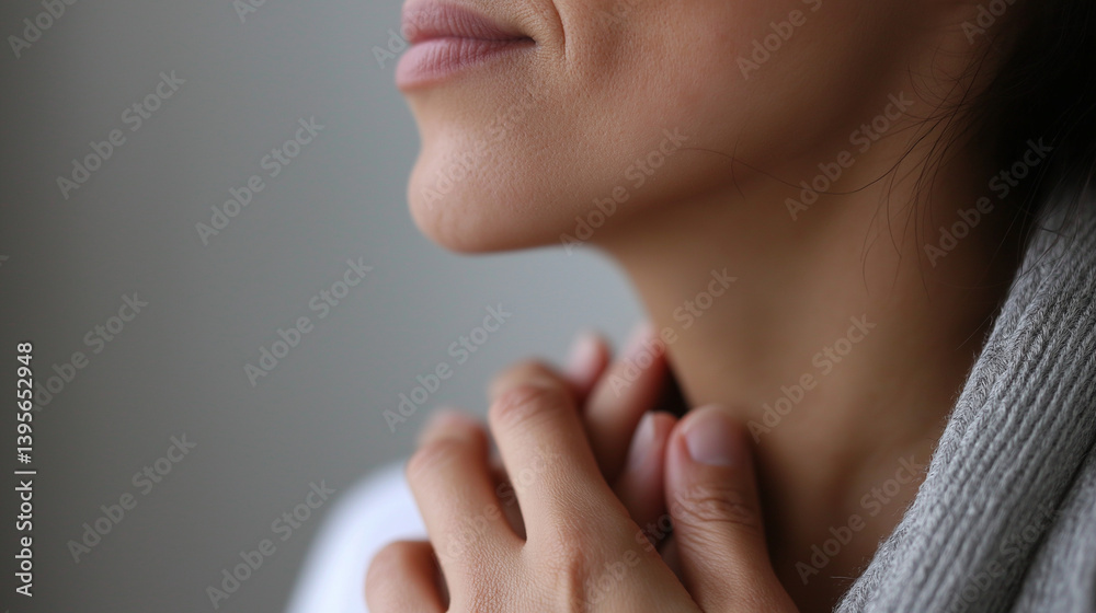 Close-up of a person performing a breathing check Close-up of a person performing a breathing check