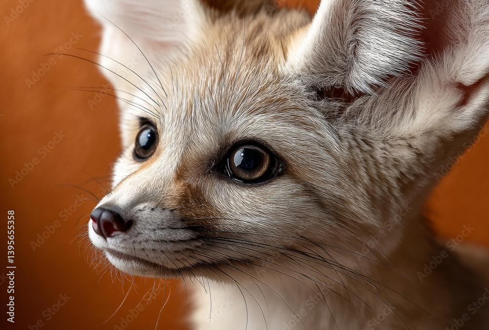 a close up of a fennec fox looking at the camera with a blurred background
