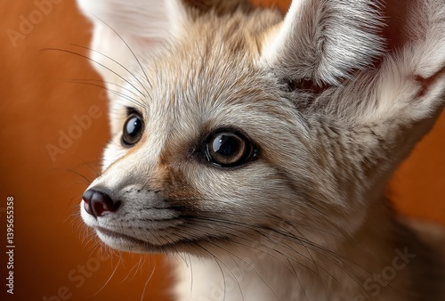 Obraz na płótnie a close up of a fennec fox looking at the camera with a blurred background w salonie