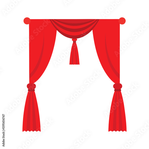 A luxurious 3d red curtain vector art illustration