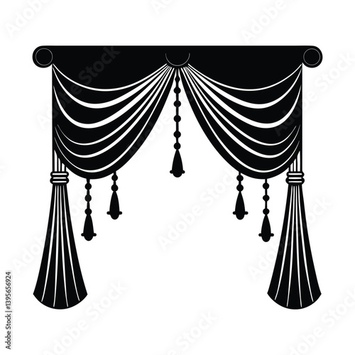 A luxurious curtain silhouette vector art illustration