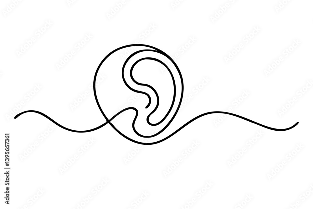 Obraz premium Human Ear Continuous Line Art – Minimal One Line Drawing