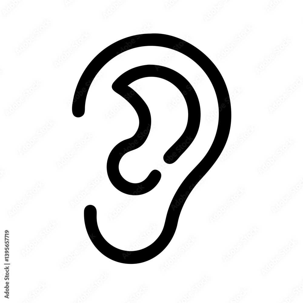 Ear icon outline Silhouette Style Vector Ear icon outline Silhouette Style Vector