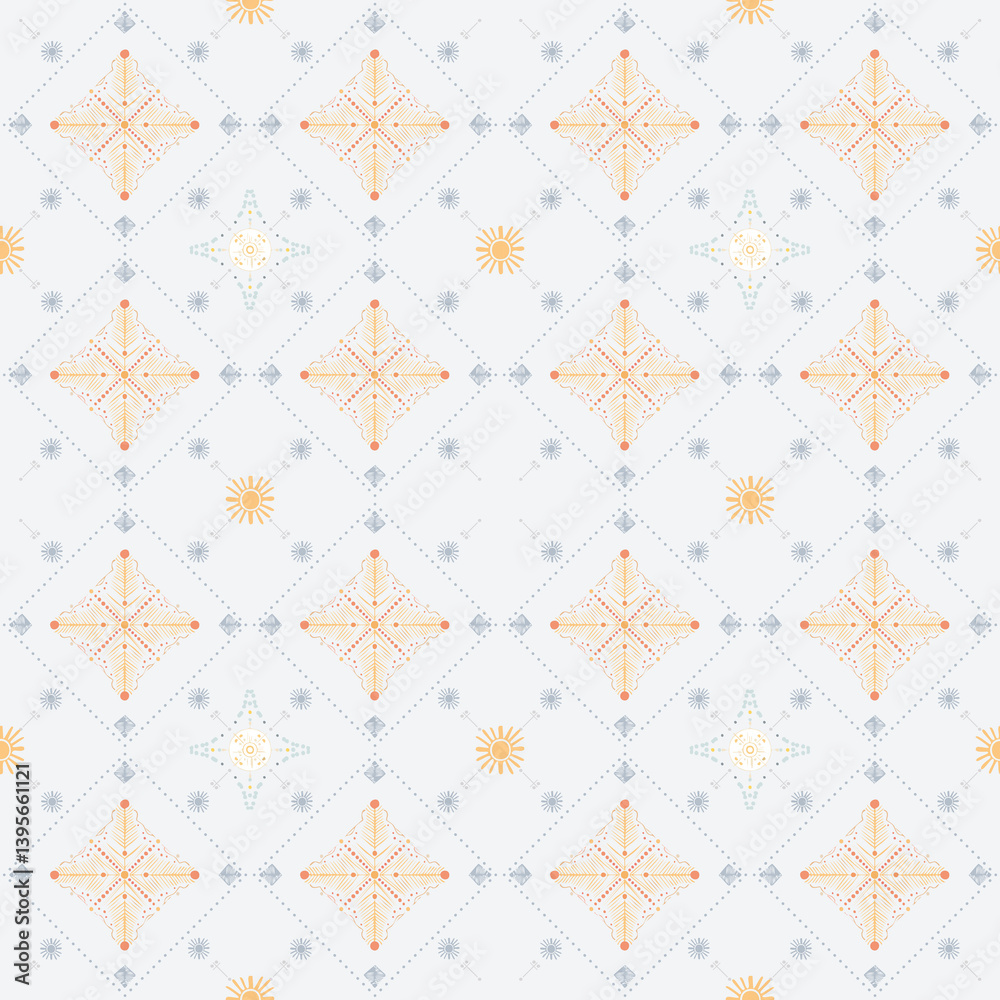 Fototapeta premium ikat dot square seamless pattern