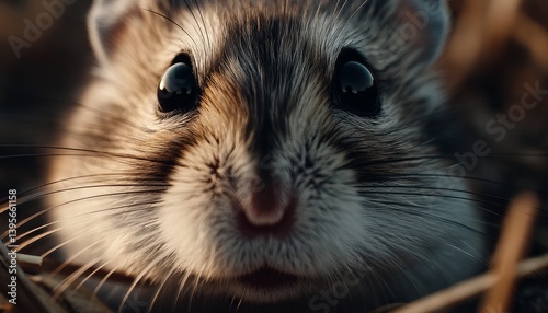 Obraz na płótnie a close up of a hamster with its eyes wide open, surrounded by a few sticks in the foreground and a blurry background w salonie