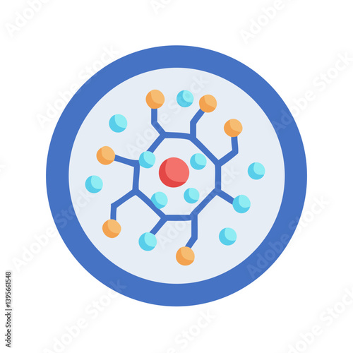 Cell Structure with Molecule Network Icon Design