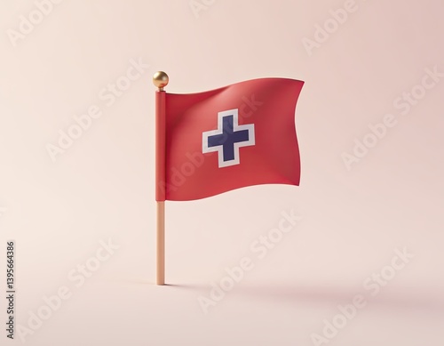 Obraz na płótnie Red Flag with White Cross - Minimalist Switzerland Flag Illustration w salonie