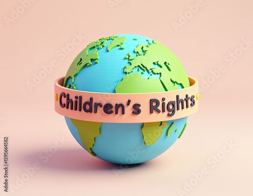 Obraz na płótnie 3D Globe with Children's Rights Banner - Global Child Protection Concept w salonie