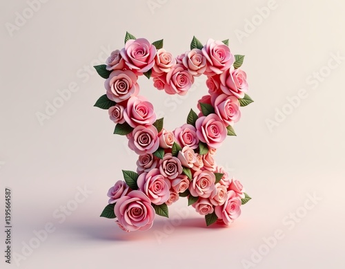 Obraz na płótnie Pink Rose Heart Shape Romantic Floral Design for Valentine's Day, Wedding, Anniversary w salonie