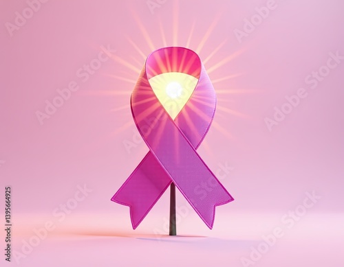 Obraz na płótnie Glowing Pink Ribbon Hope and Awareness Symbol w salonie