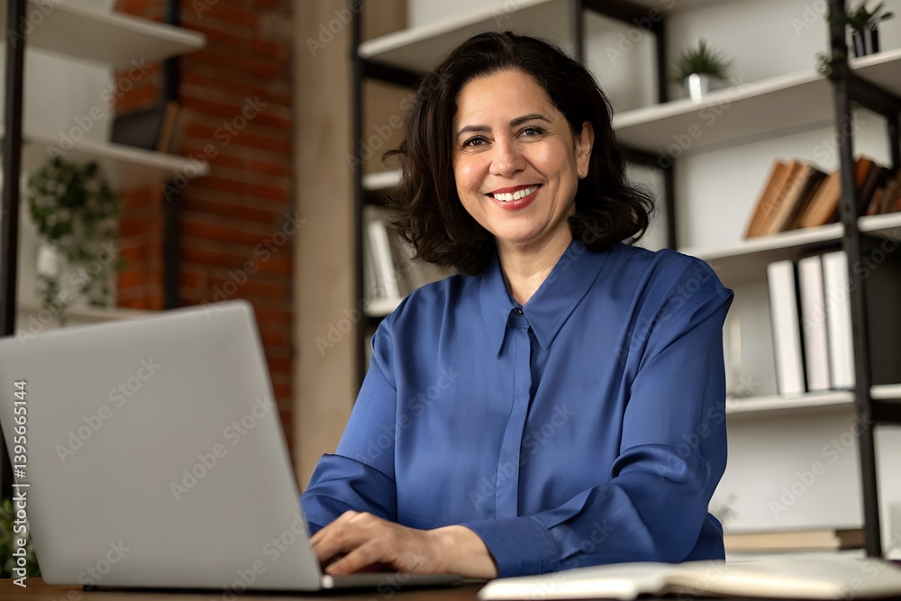 Two happy professional business executives working using digital tablet computer sitting in office. Smiling mature female manager consulting client discussing smart technology at corporate meeting Two happy professional business executives working using digital tablet computer sitting in office. Smiling mature female manager consulting client discussing smart technology at corporate meeting
