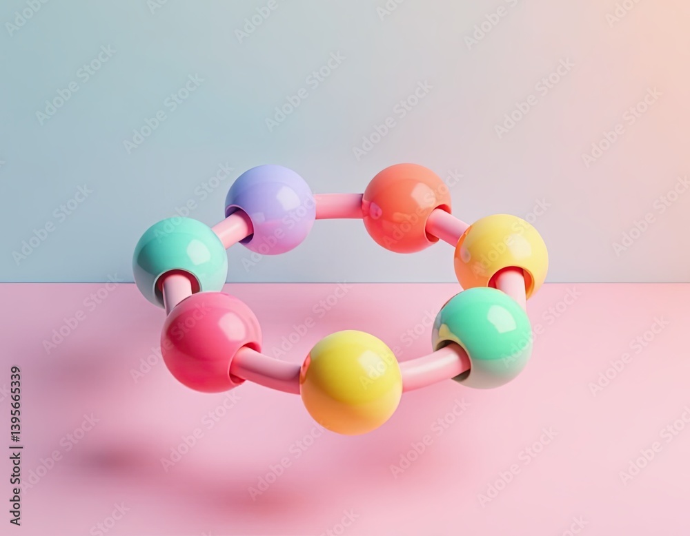 Pastel Colored Sphere Chain Abstract Background