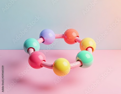 Obraz na płótnie Pastel Colored Sphere Chain Abstract Background w salonie
