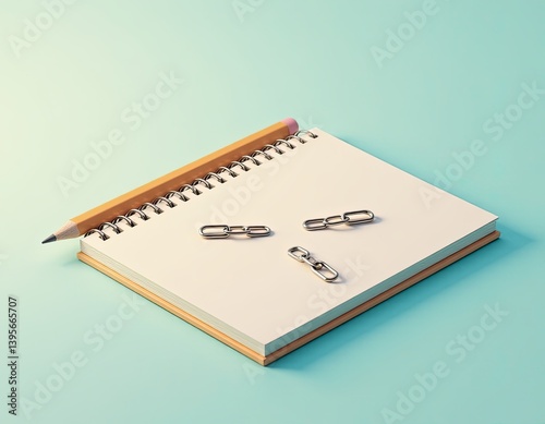 Obraz na płótnie Blank Notepad with Pencil and Metal Links - Business Concept w salonie