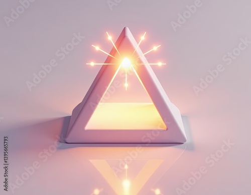 Obraz na płótnie Glowing Triangle Abstract 3D Render Minimalist Light and Geometric Shape w salonie