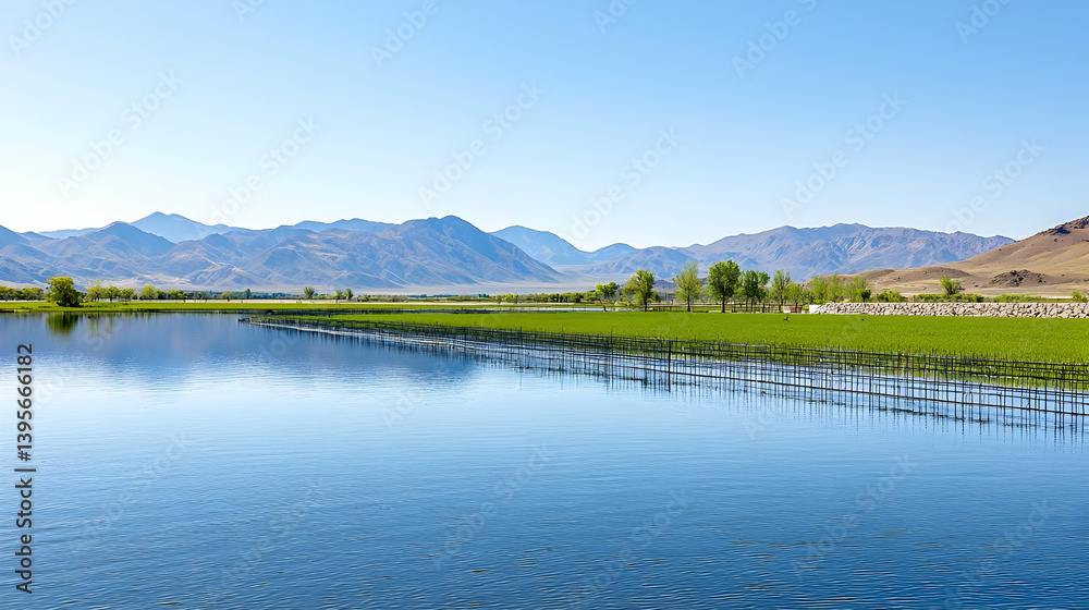 Obraz premium Tranquil Mountain Lake Panorama