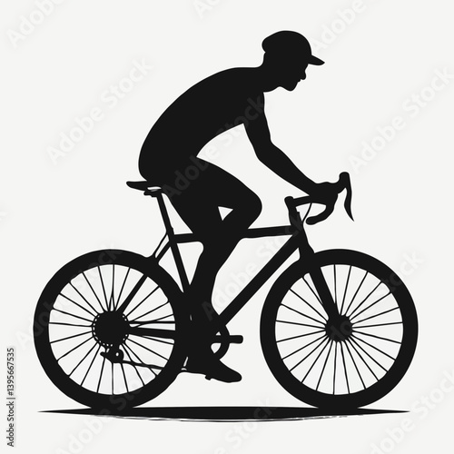 Man riding bicycle silhouette side profile