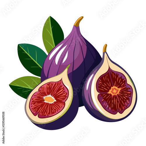 Fig isolated vector white background