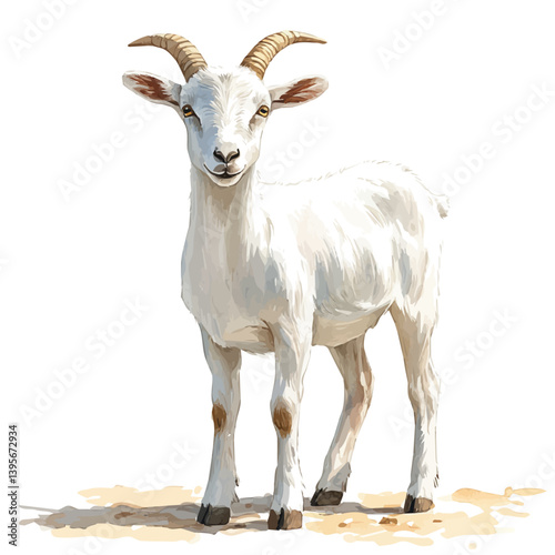 Goat, watercolor illustration, isolated on a white background.

